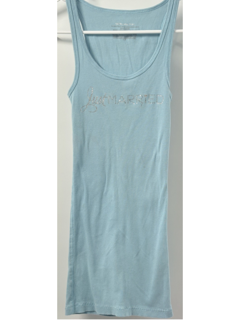 VTG Victorias Secret I Do Just Married Rhinestone Tank Top S Baby Blue Y2K Bride